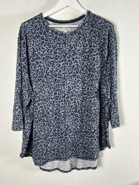 Koolaburra By UGG Womens Gray Blue Leopard 3/4 Sleeve Tunic Top Size 3X Casual